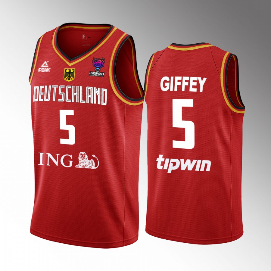 Niels Giffey Germany  FIBA EuroBasket 2022 Red Jersey #5