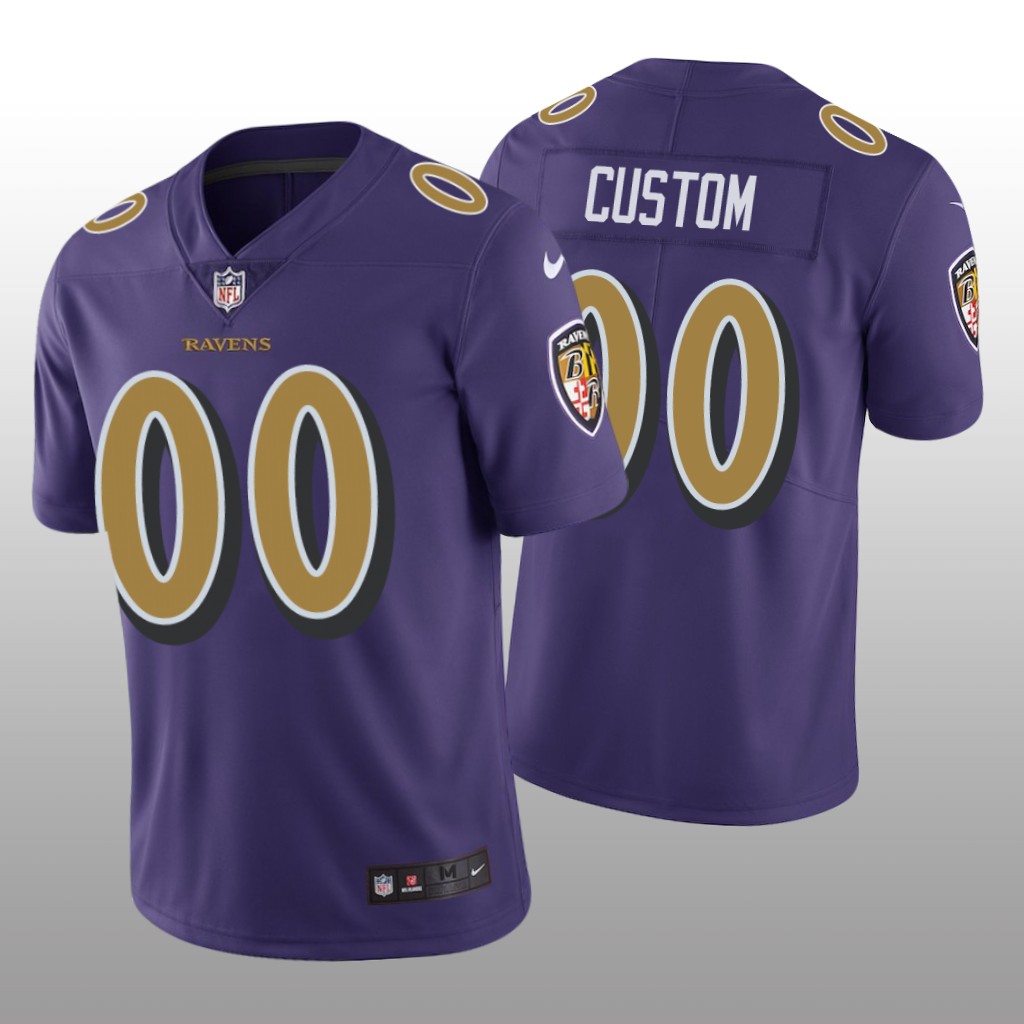 Nike Baltimore Ravens Custom #00 Men's Purple Color Rush Limited Jersey