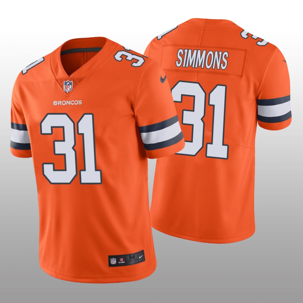 Nike Denver Broncos Justin Simmons #31 Men's Orange Color Rush Limited Jersey