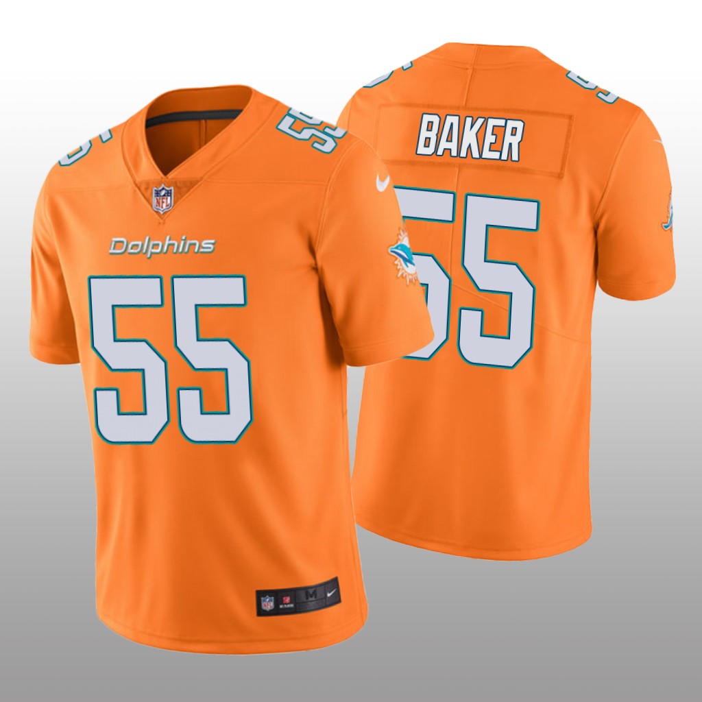 Nike Miami Dolphins Jerome Baker #55 Men's Orange Color Rush Limited Jersey