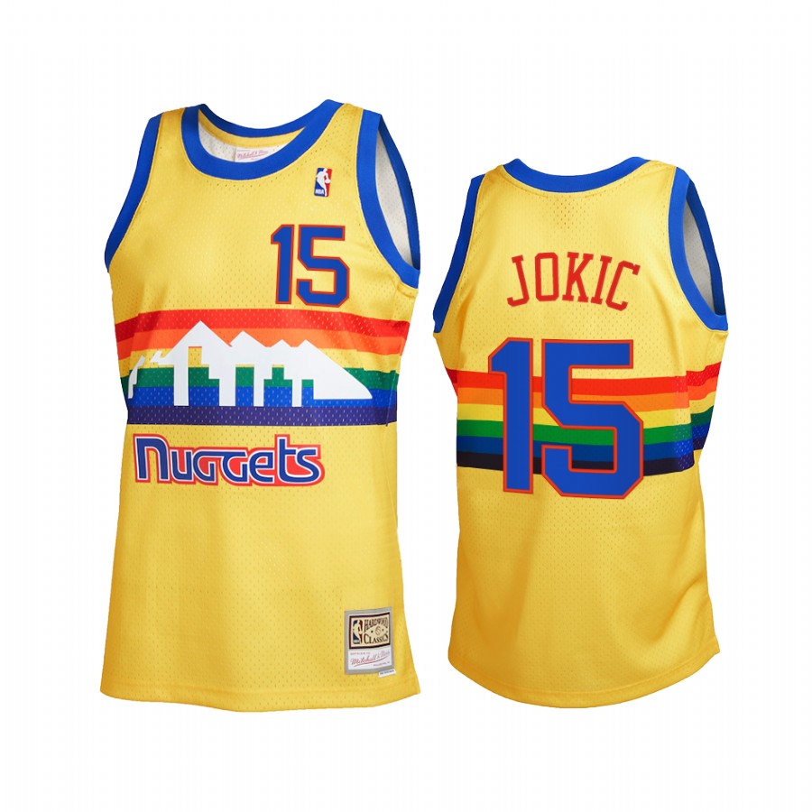 Nikola Jokic 15 Denver Nuggets 2021 Reload 2.0 Gold Jersey Throwback