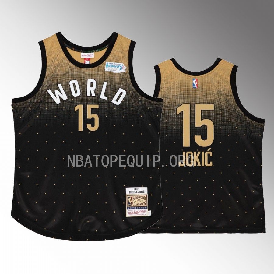 Nikola Jokic All-Star 2016-17 World Team #15 Black Gold Jersey