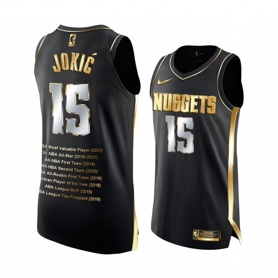 Nikola Jokic Career Awards Nuggets Black Jersey Golden Commemoration