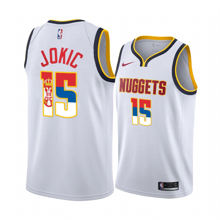 Nikola Jokic Serbia Flag Edition Denver Nuggets #15 White Jersey Limited
