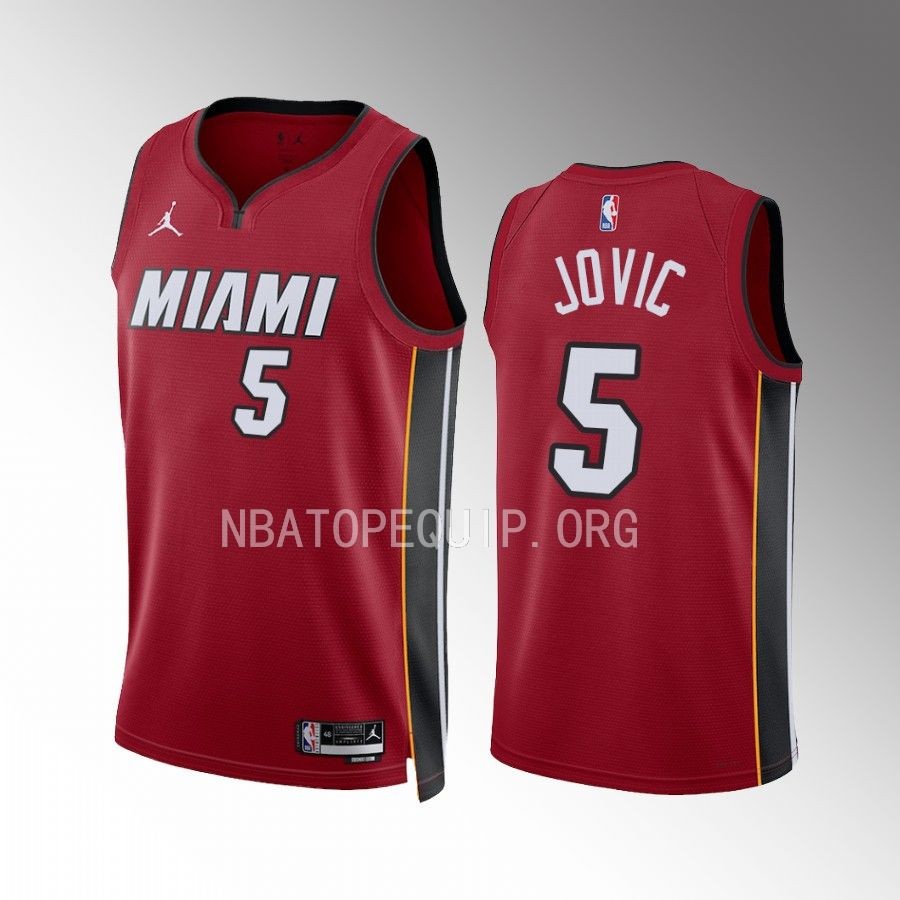 Nikola Jovic Miami Heat #5 Red Jersey 2022-23 Statement Edition Swingman