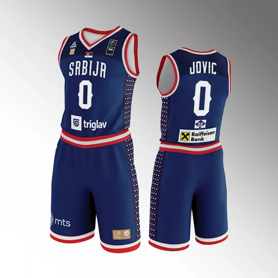 Nikola Jovic Serbia 2023 FIBA  World Cup Navy Jersey Shorts Set #0