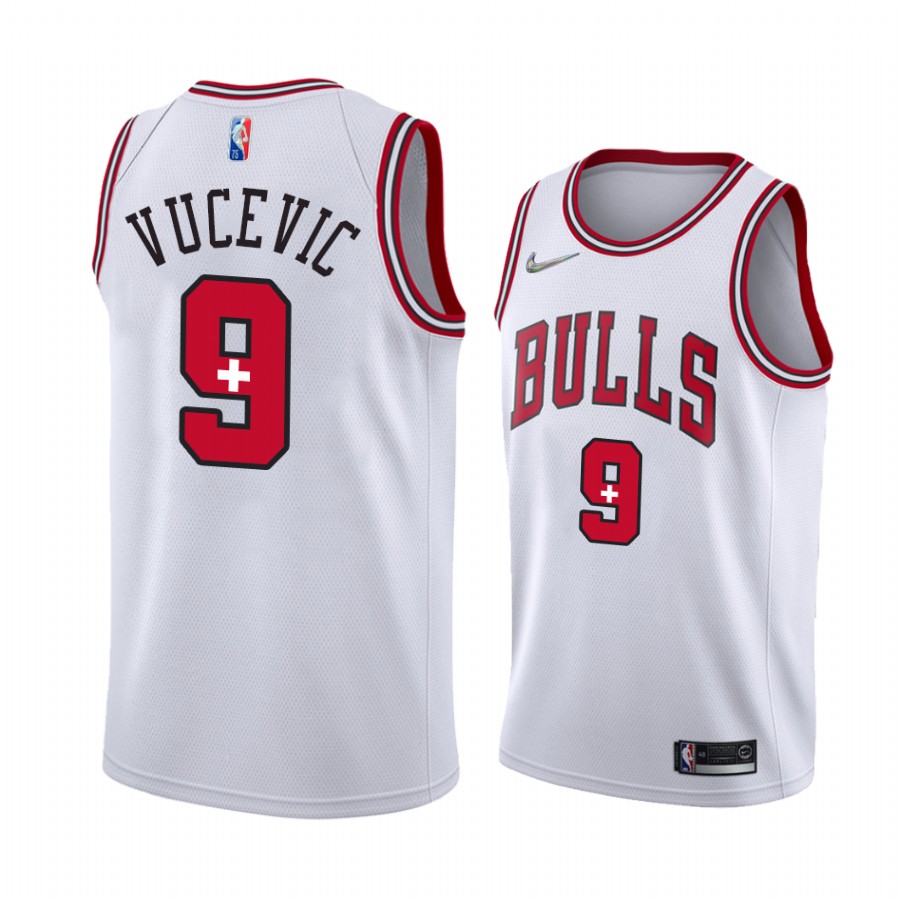 Nikola Vucevic Switzerland Edition Chicago Bulls #9 White Jersey Limited