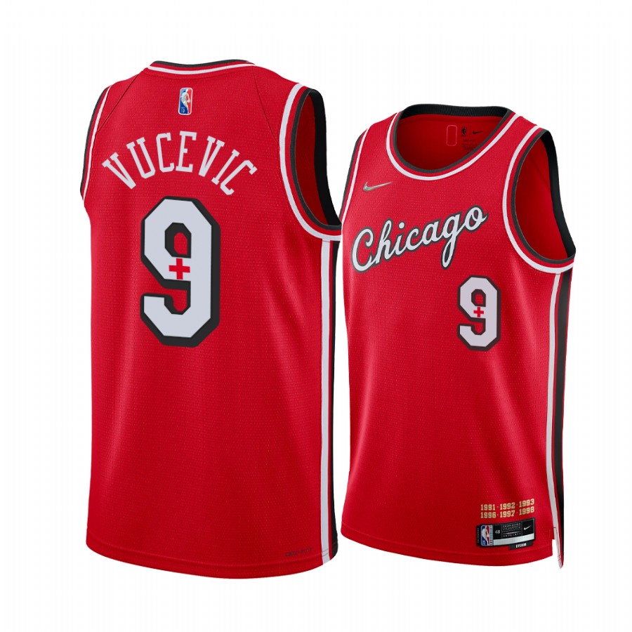 Nikola Vucevic Switzerland Flag Edition Chicago Bulls #9 Red Jersey Special