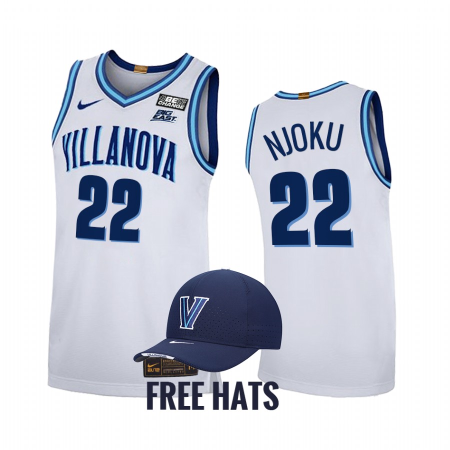 Nnanna Njoku Villanova Wildcats White Jersey 2021-22 Home Elite