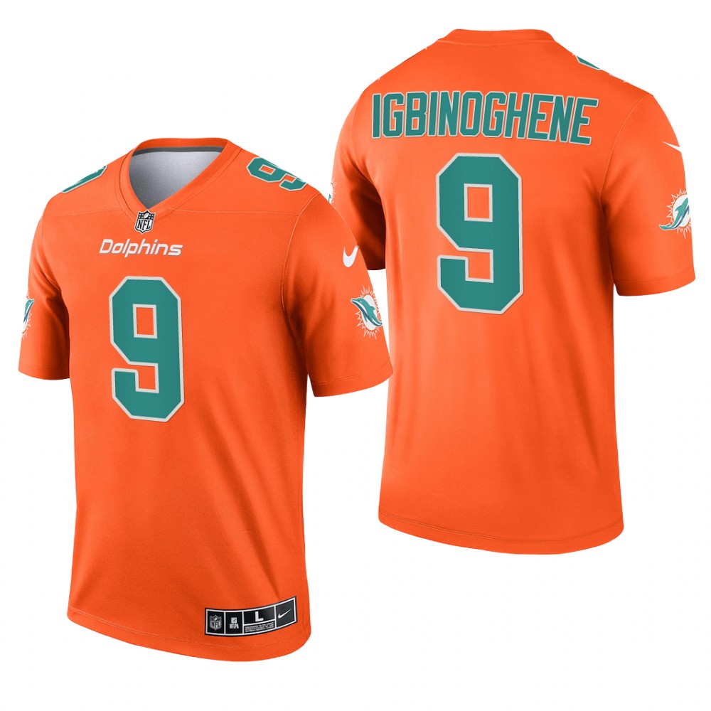 Noah Igbinoghene Miami Dolphins Orange Jersey Inverted Legend - Men's