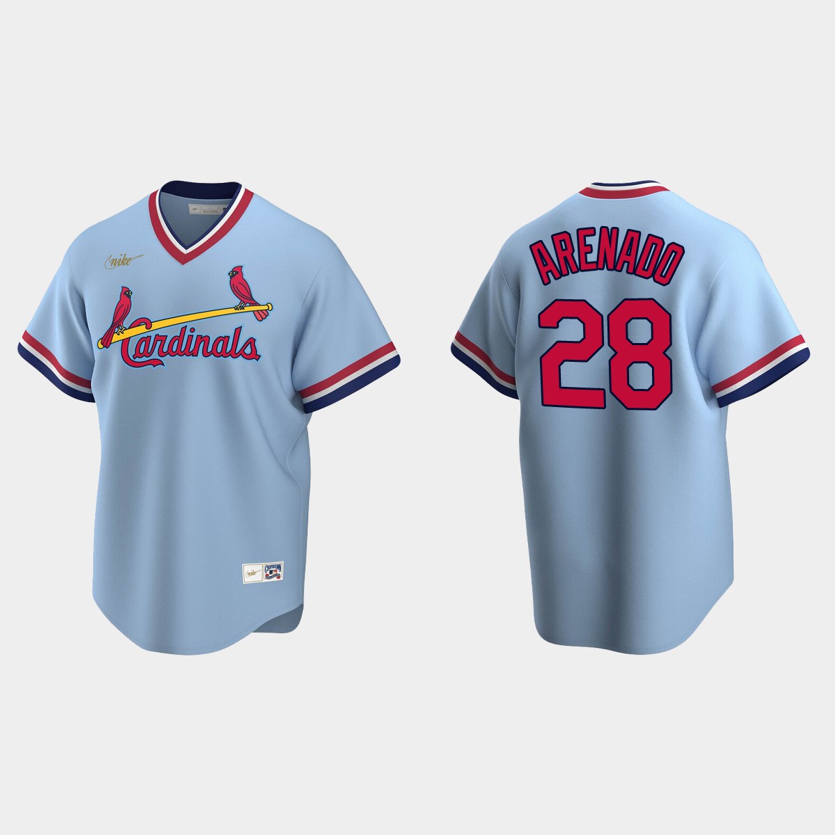 Nolan Arenado #28 St. Louis Cardinals Cooperstown Collection Road Jersey - Light Blue