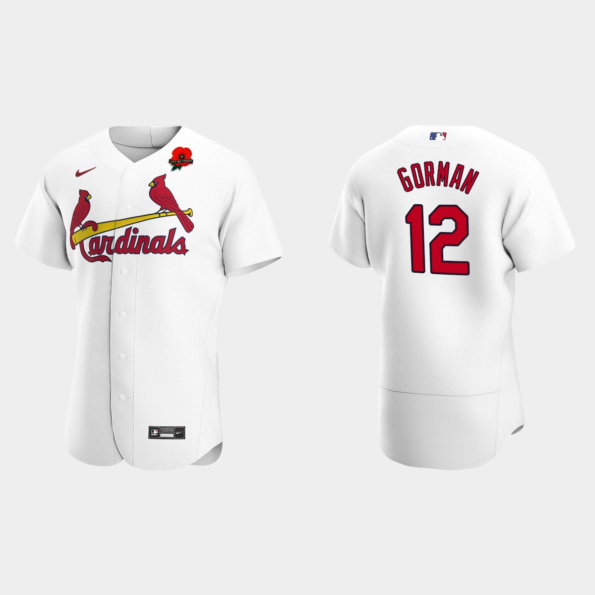 Nolan Gorman St. Louis Cardinals 2022 Memorial Day Poppy Patch Jersey - White