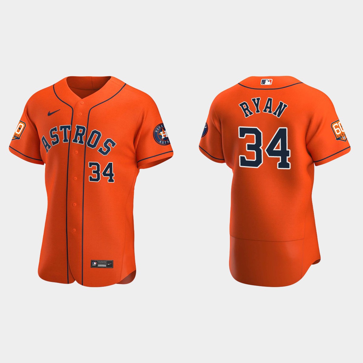Nolan Ryan Houston Astros 60th Anniversary Jersey - Orange