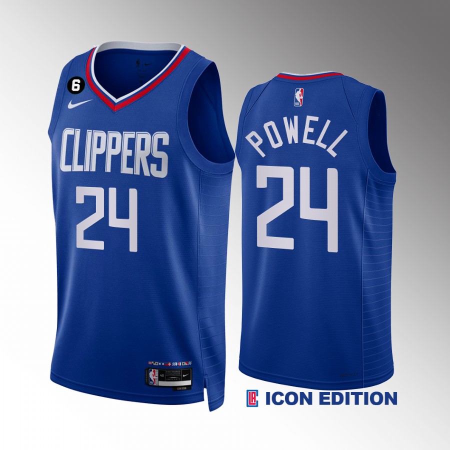 Norman Powell 2022-23 LA Clippers Royal #24 Icon Edition Jersey NO.6 Patch