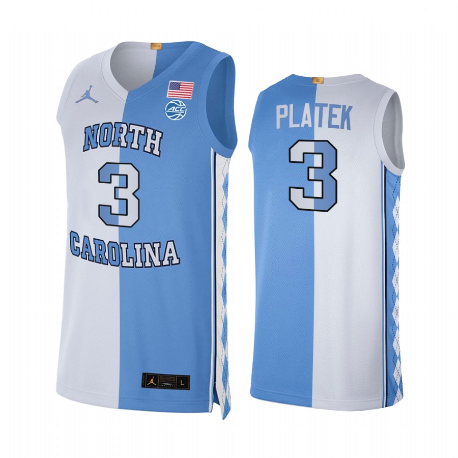 North Carolina Tar Heels Andrew Platek Split Edition 2021 Blue White Jersey Special
