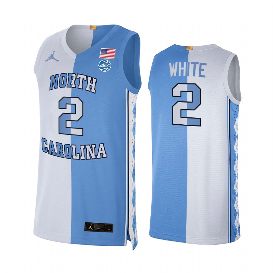 North Carolina Tar Heels Coby White Split Edition 2021 Blue White Jersey Special