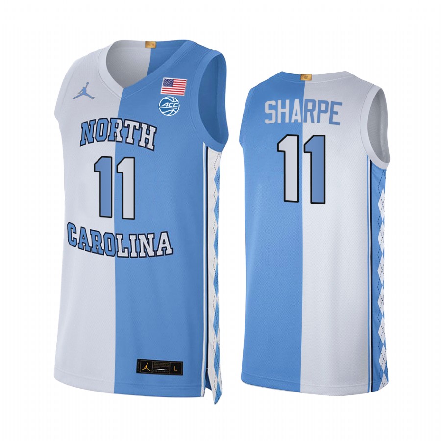 North Carolina Tar Heels Day'Ron Sharpe Split Edition 2021 Blue White Jersey Special