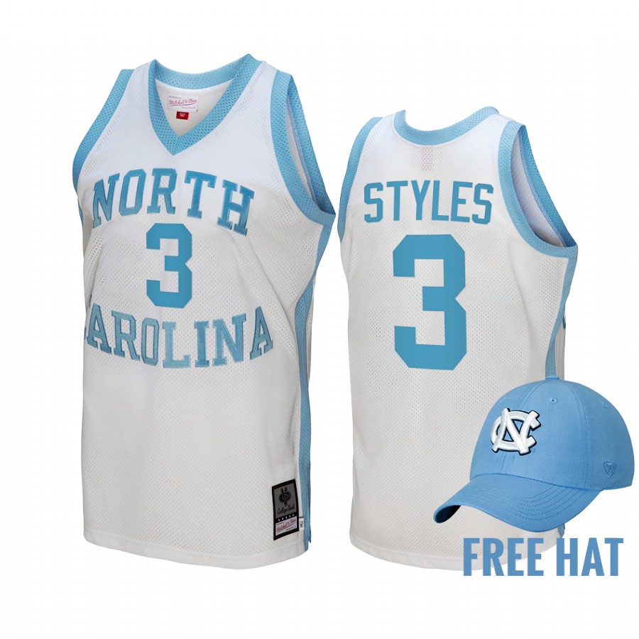North Carolina Tar Heels Dontrez Styles Hardwood Classics #3 White  Jersey