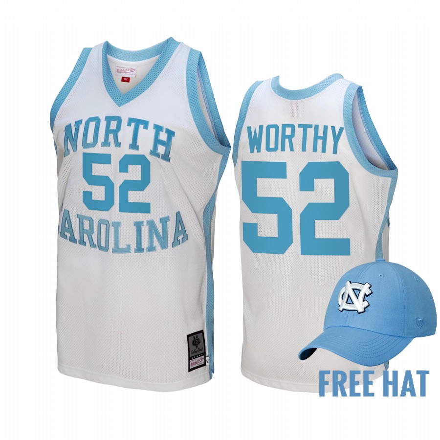 North Carolina Tar Heels James Worthy Hardwood Classics #52 White Alumni Jersey