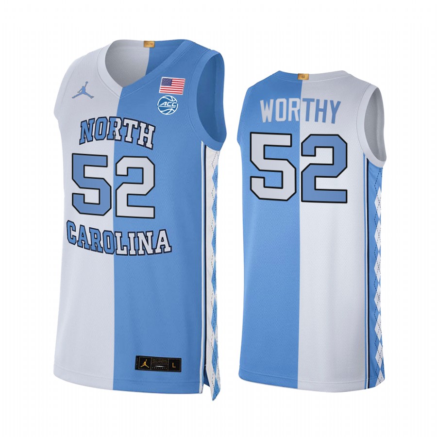 North Carolina Tar Heels James Worthy Split Edition 2021 Blue White Jersey Special