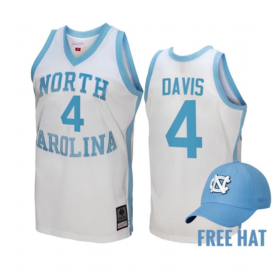 North Carolina Tar Heels R.J. Davis Hardwood Classics #4 White  Jersey
