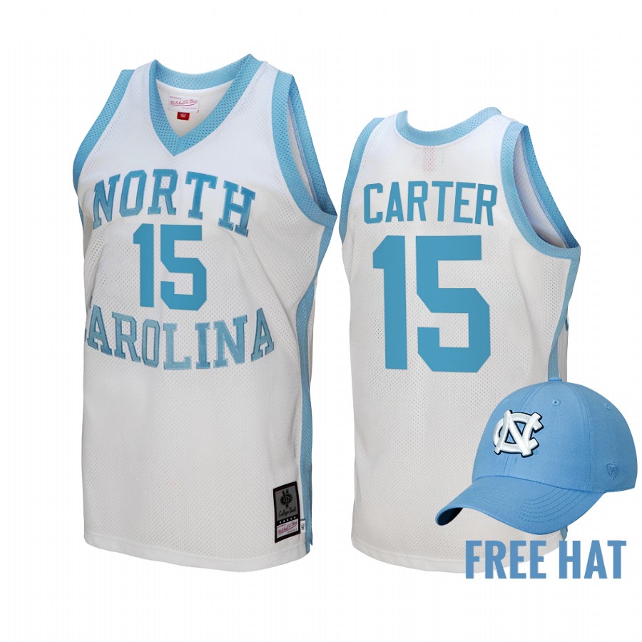 North Carolina Tar Heels Vince Carter Hardwood Classics #15 White Alumni Jersey