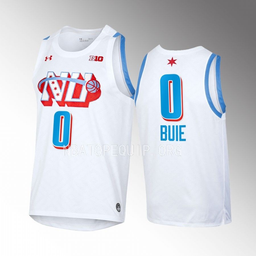 Northwestern Wildcats Boo Buie Jersey 2022-23 Chicago's Own White By the Players Uniform