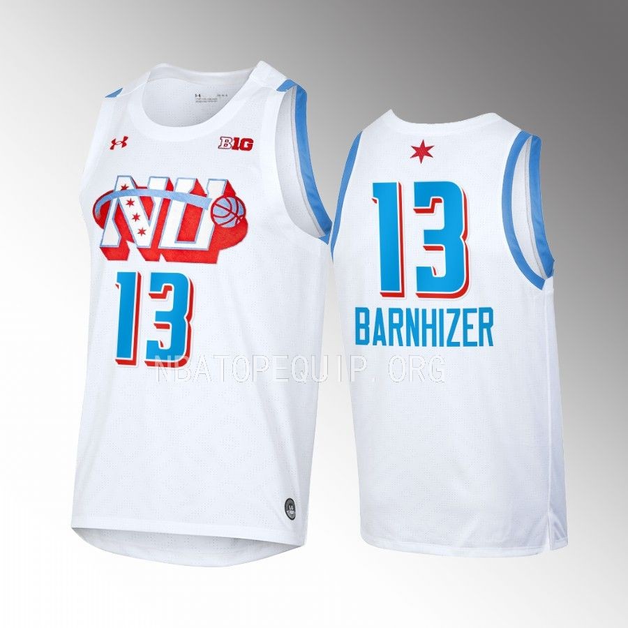 Northwestern Wildcats Brooks Barnhizer Jersey 2022-23 Chicago's Own White By the Players Uniform