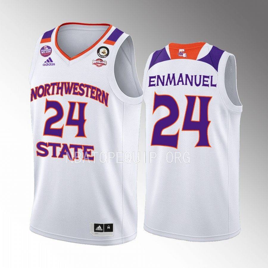 NSU Demons Hansel Enmanuel One-Armed  Player White Jersey #24 1st collegiate bucket