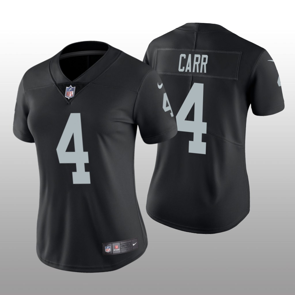 Oakland Raiders #4 Black Derek Carr Game Jersey - Women