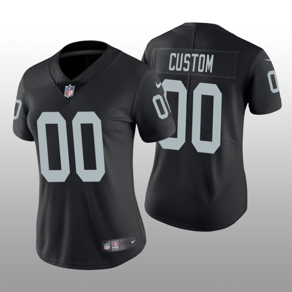 Oakland Raiders # Black Custom Game Jersey - Women