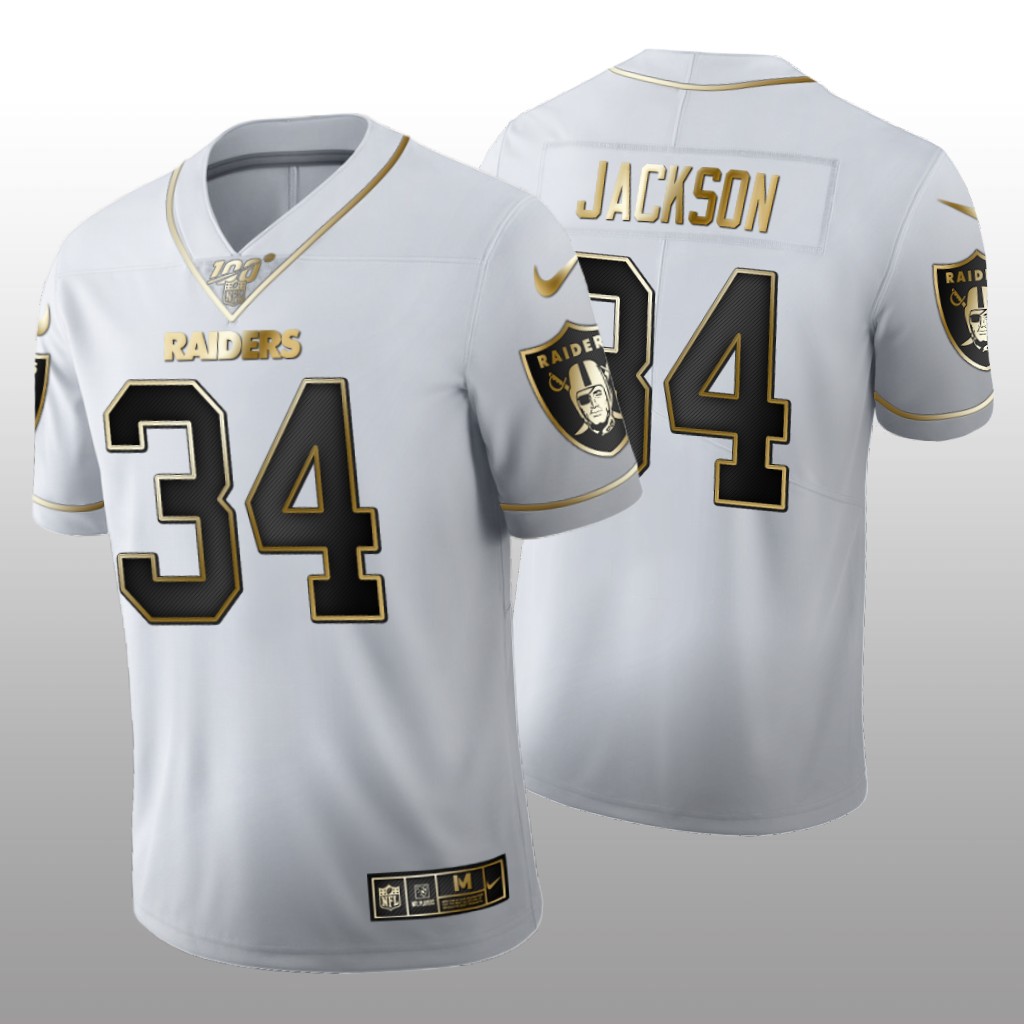 Oakland Raiders Bo Jackson White Golden Edition Jersey 100th Season Men's