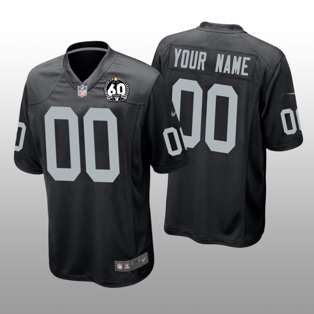 Oakland Raiders Custom Black Game Jersey 60th Season - Men's