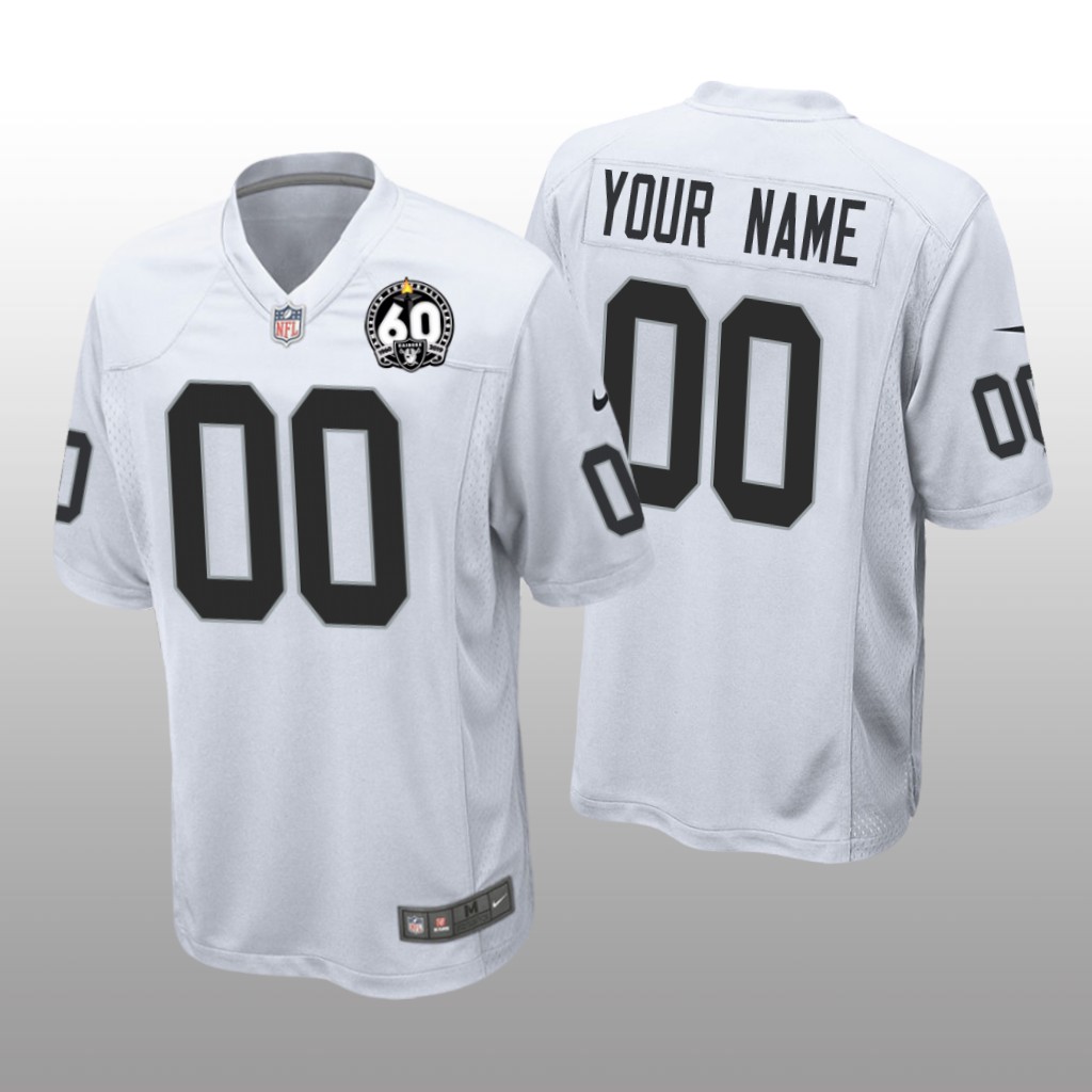 Oakland Raiders Custom White Game Jersey 60th Season - Men's