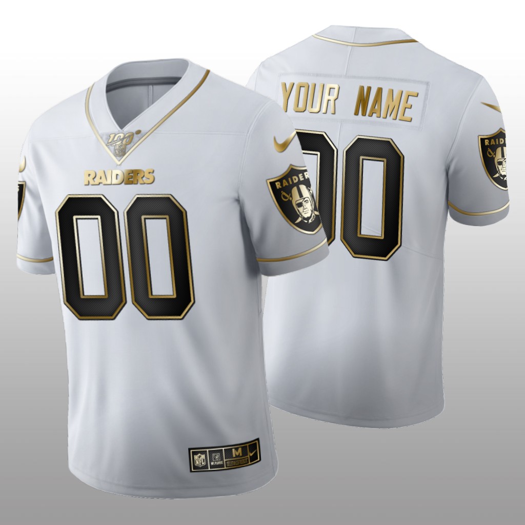 Oakland Raiders Custom White Golden Edition Jersey 100th Season Men's