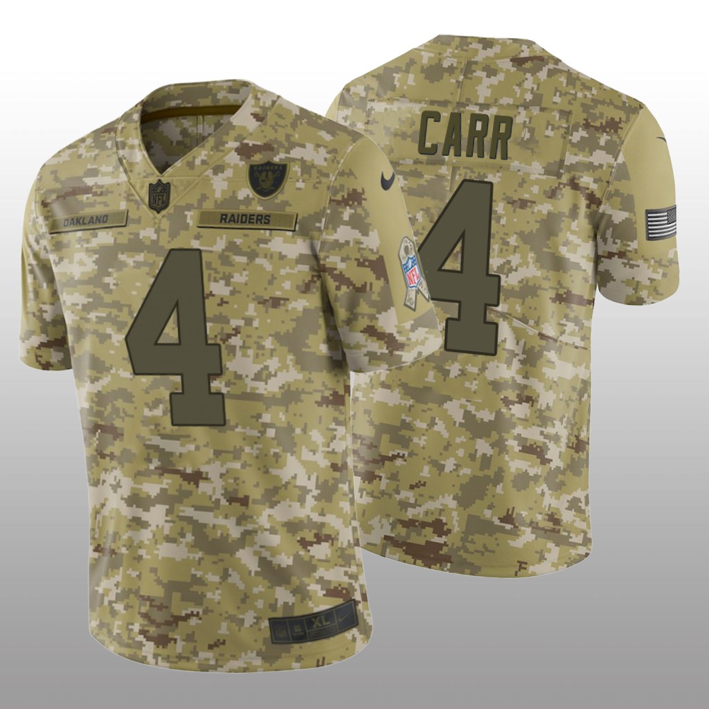 Oakland Raiders Derek Carr #4 Salute to Service Limited Jersey - Camo