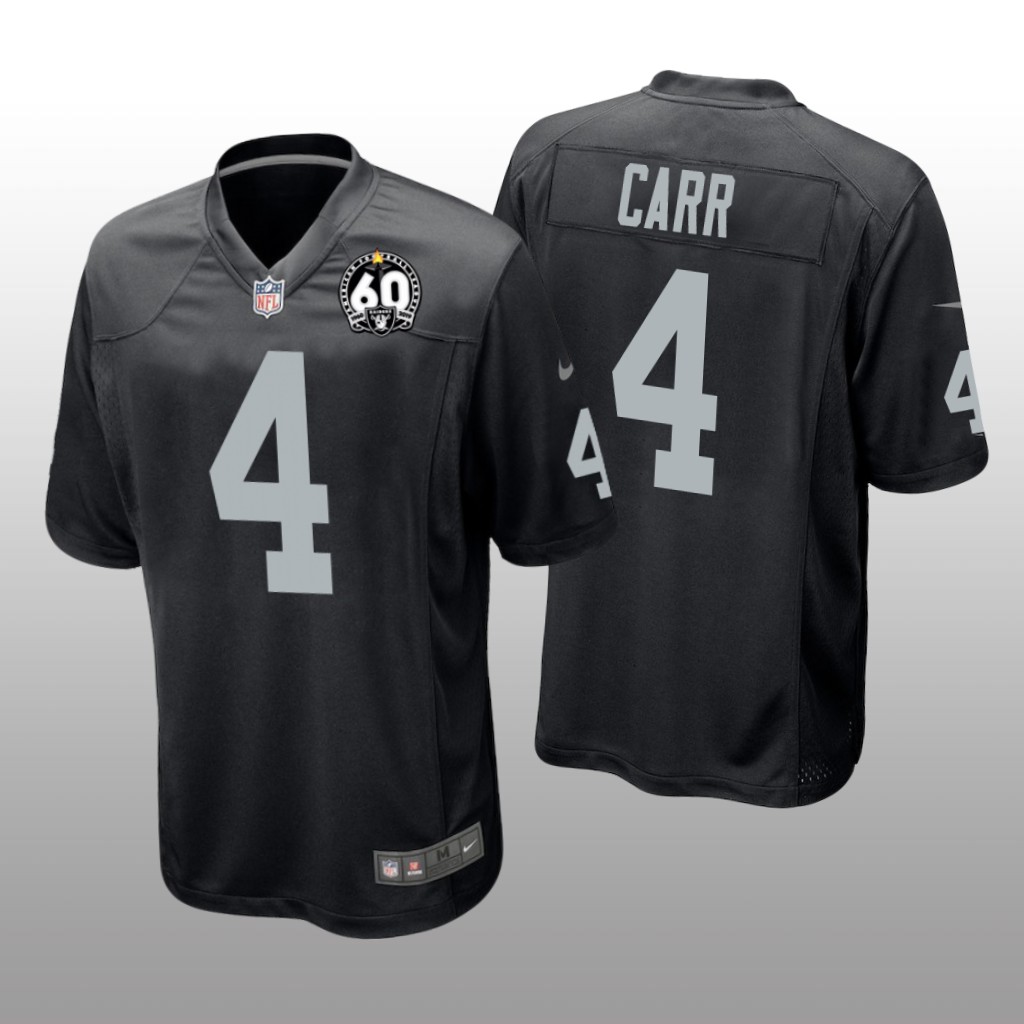 Oakland Raiders Derek Carr Black Game Jersey 60th Season - Men's
