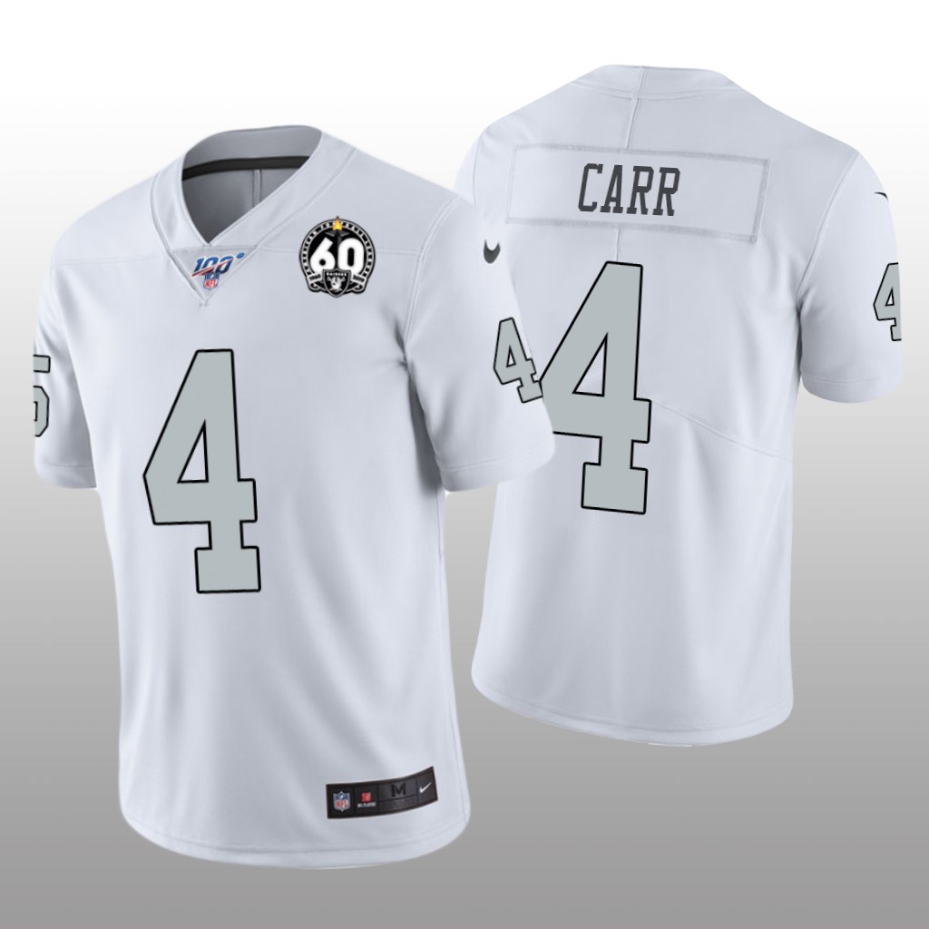 Oakland Raiders Derek Carr White Color Rush Jersey 60th Anniversary - Men's