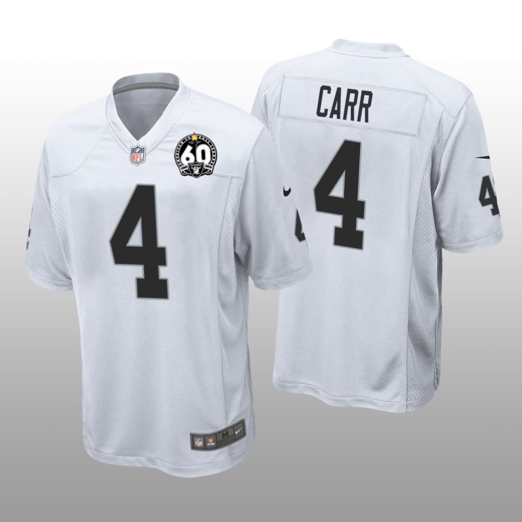 Oakland Raiders Derek Carr White Game Jersey 60th Season - Men's