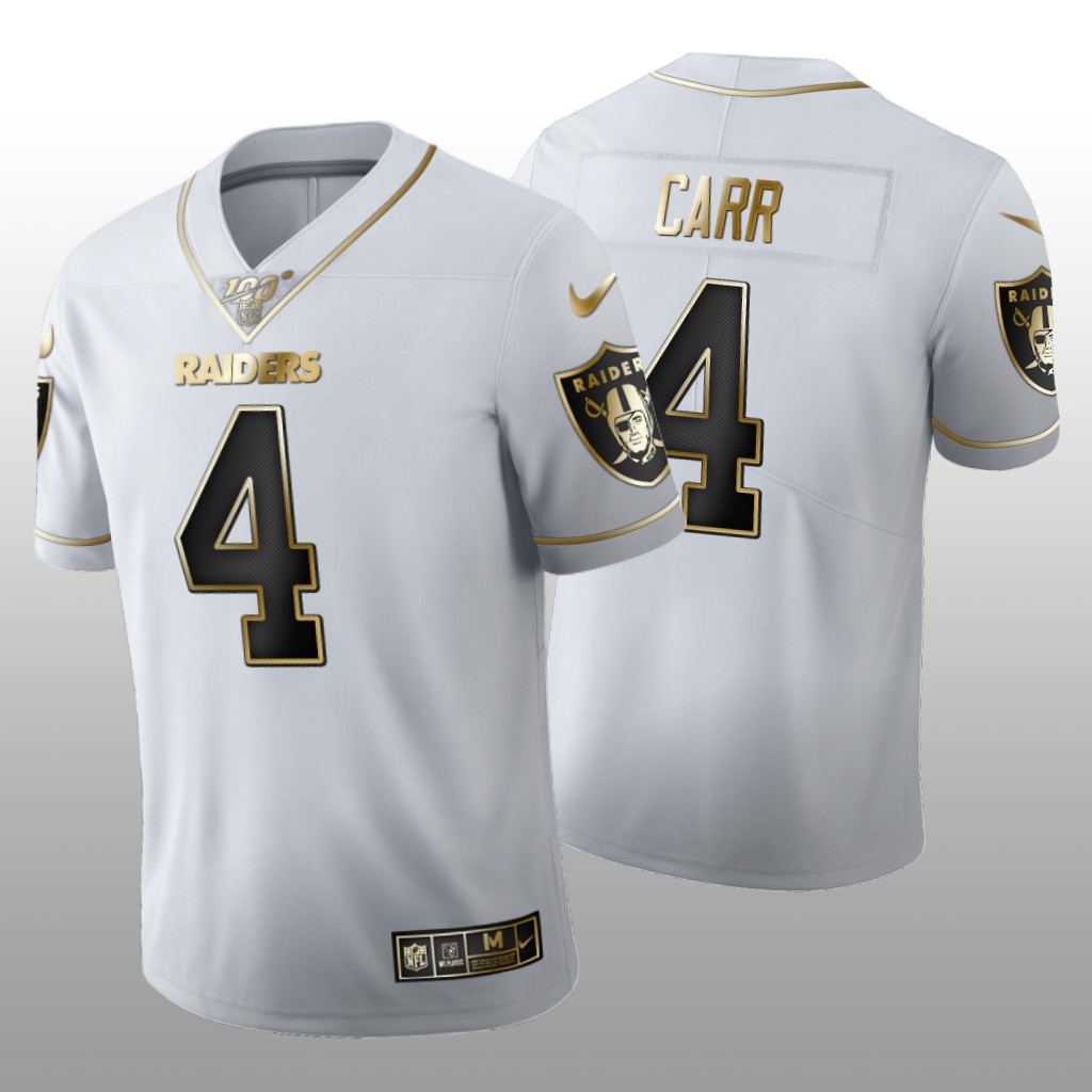 Oakland Raiders Derek Carr White Golden Edition Jersey 100th Season Men's