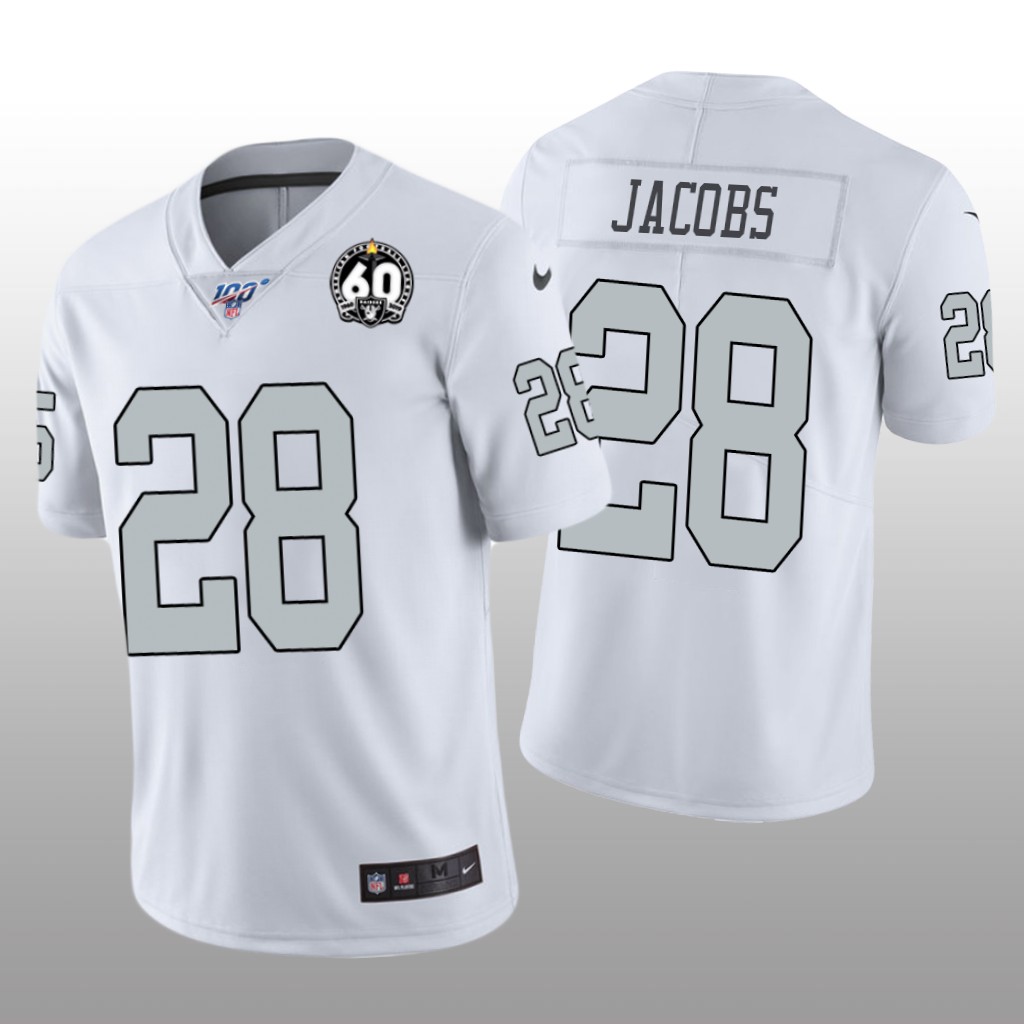 Oakland Raiders Josh Jacobs White Color Rush Jersey 60th Anniversary - Men's