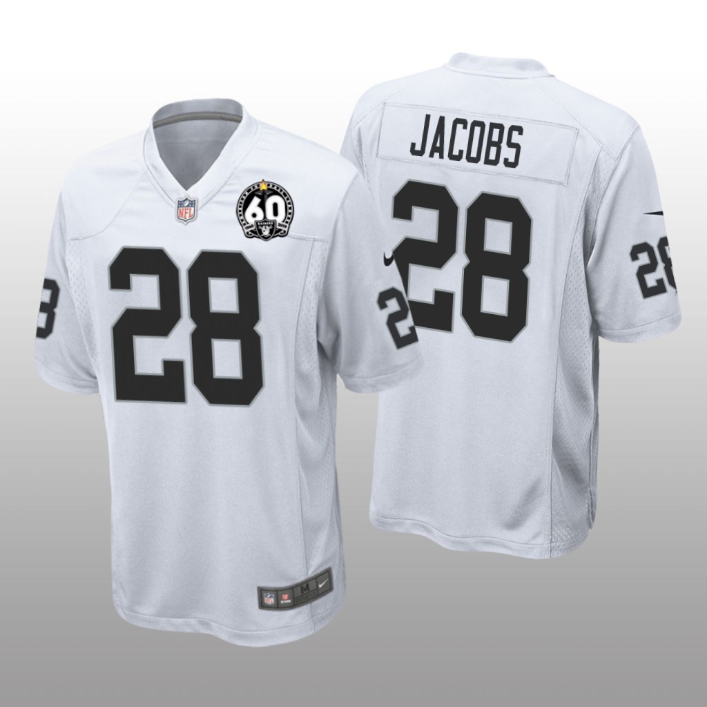 Oakland Raiders Josh Jacobs White Game Jersey 60th Season - Men's