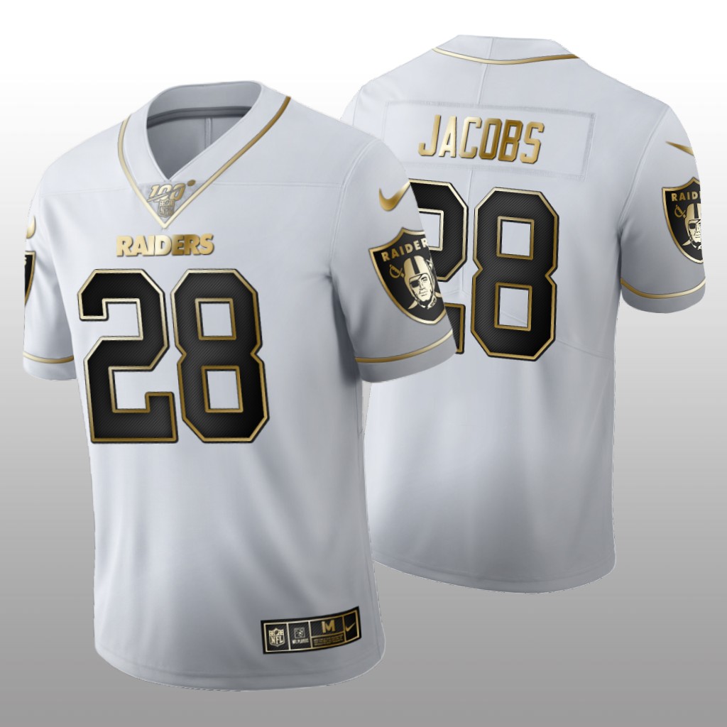 Oakland Raiders Josh Jacobs White Golden Edition Jersey 100th Season Men's
