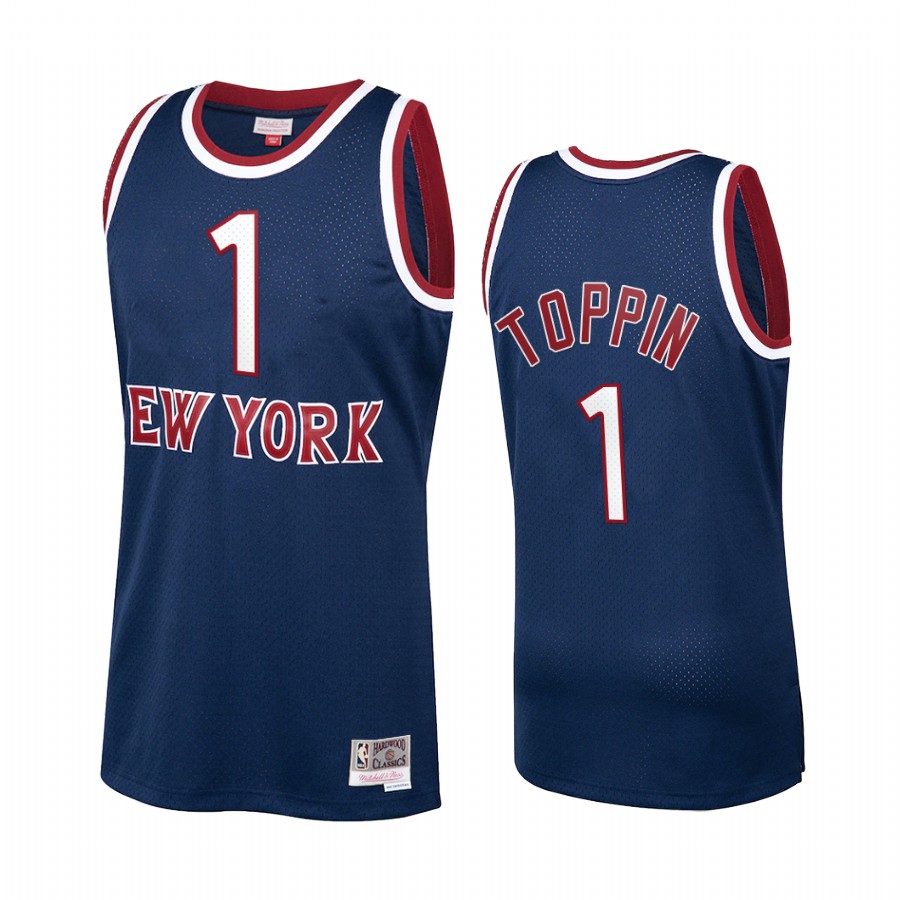 Obi Toppin #1 New York Knicks Hardwood Classics Jersey Navy