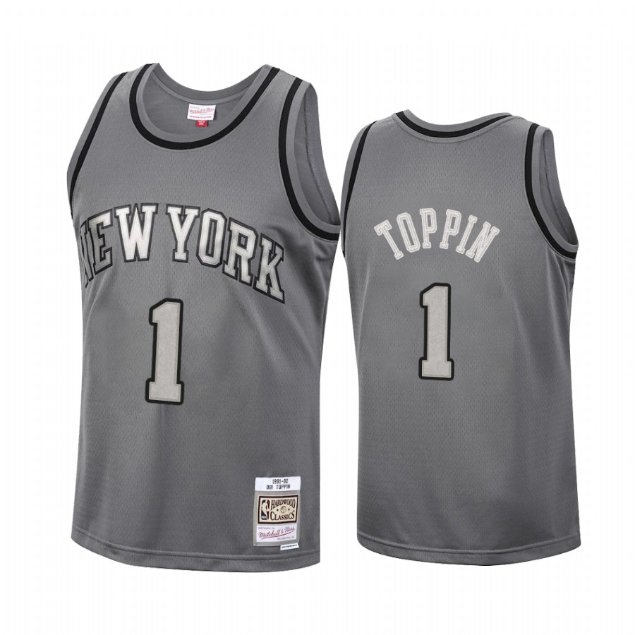 Obi Toppin #1 New York Knicks Metal Works Jersey Charcoal