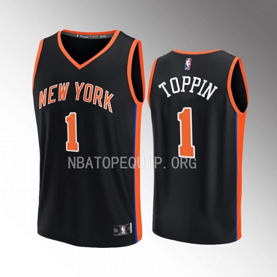 Obi Toppin Knicks #1 Black Jersey Fast Break Fastbreak 2022-23 City Edition
