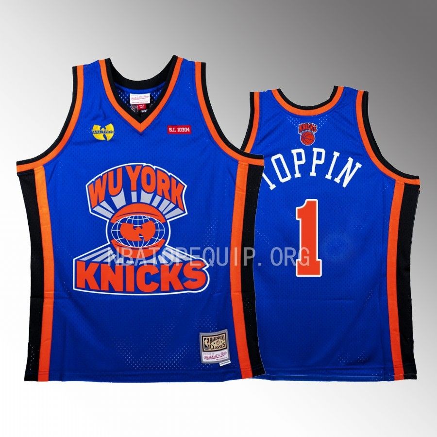 Obi Toppin Knicks x Wu-Tang Clan Jersey NBA BR Remix Blue #1 Limited Edition
