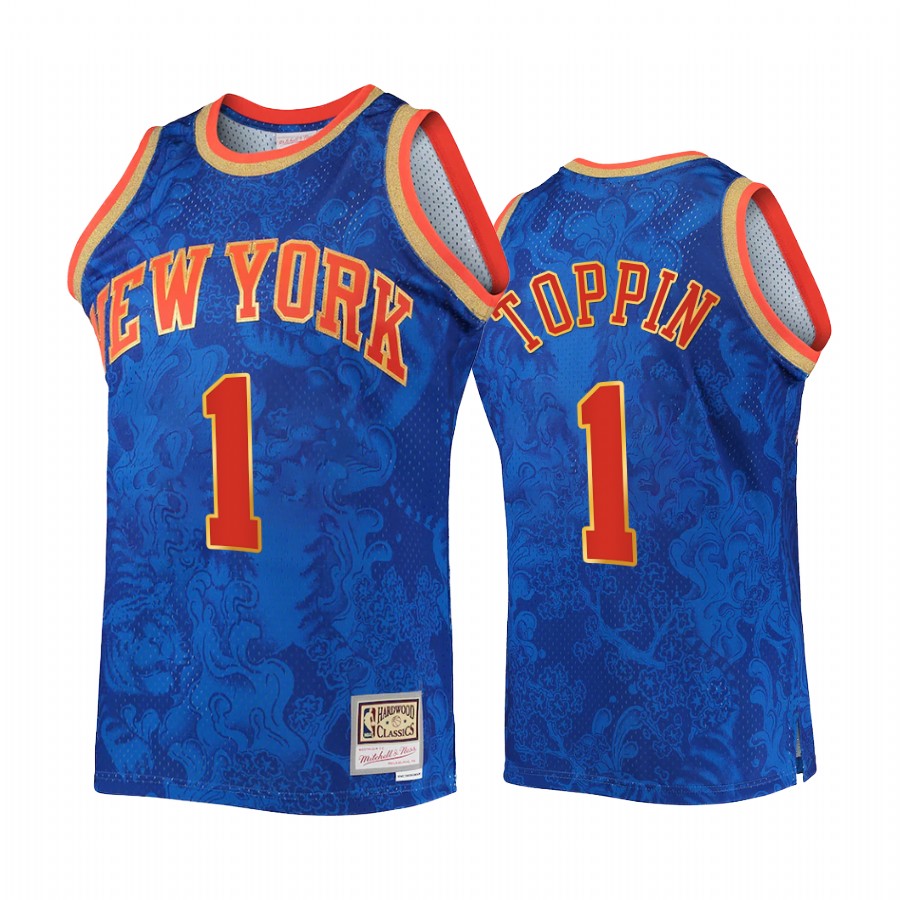 Obi Toppin Lunar New Year 2022 New York Knicks Royal Jersey Throwback