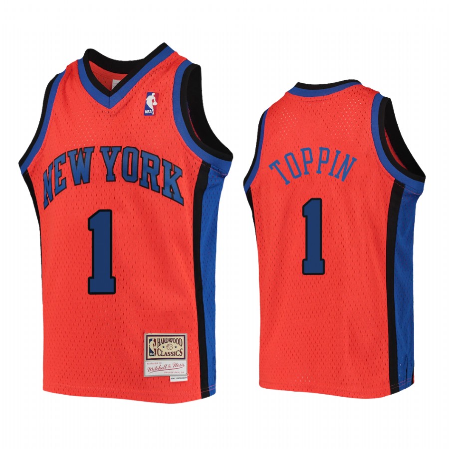 Obi Toppin New York Knicks Youth Orange Reload Jersey Hardwood Classics