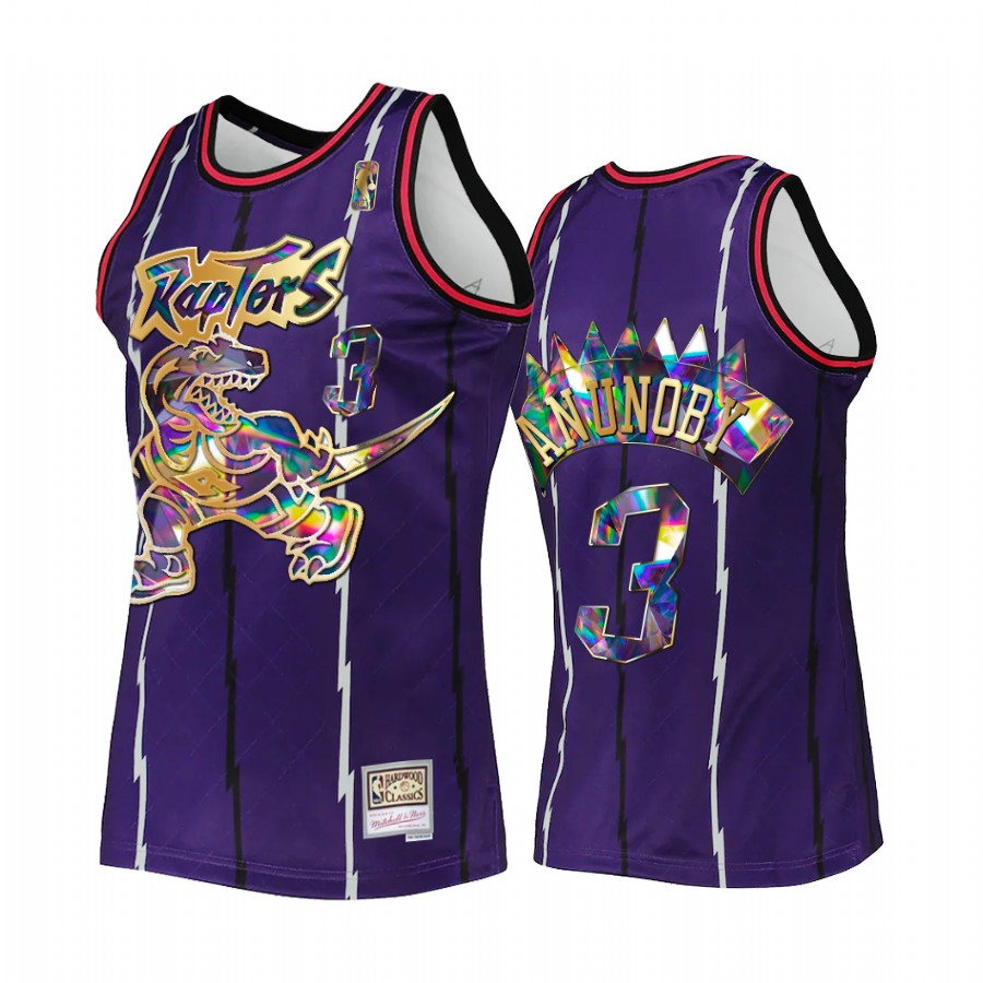 OG Anunoby #3 Toronto Raptors NBA 75th Diamond Badge Purple Throwback Jersey